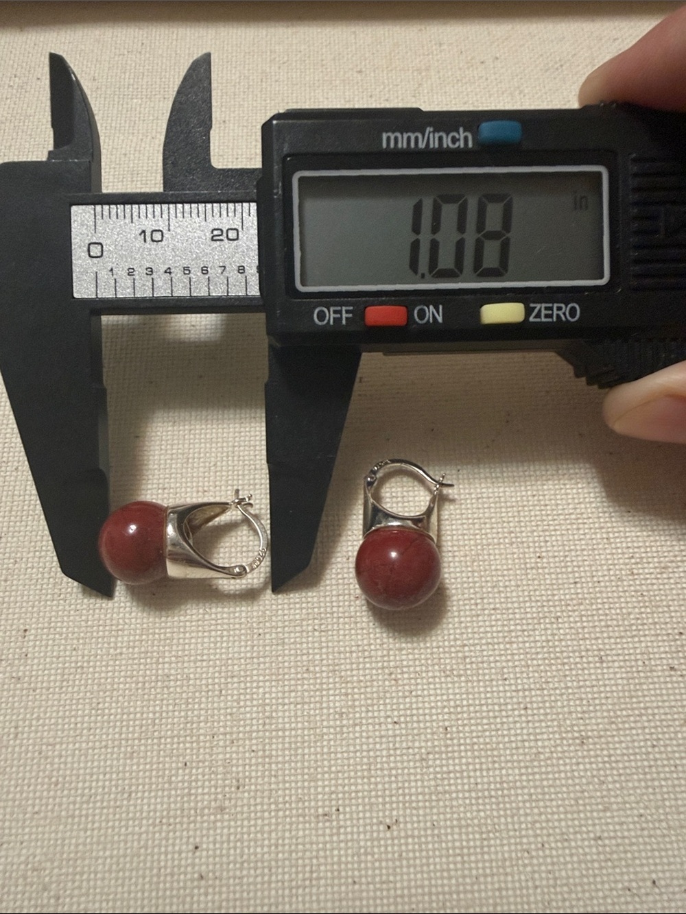 Sterling Silver 925 Red Stone Drop Earrings - Picture 10 of 11